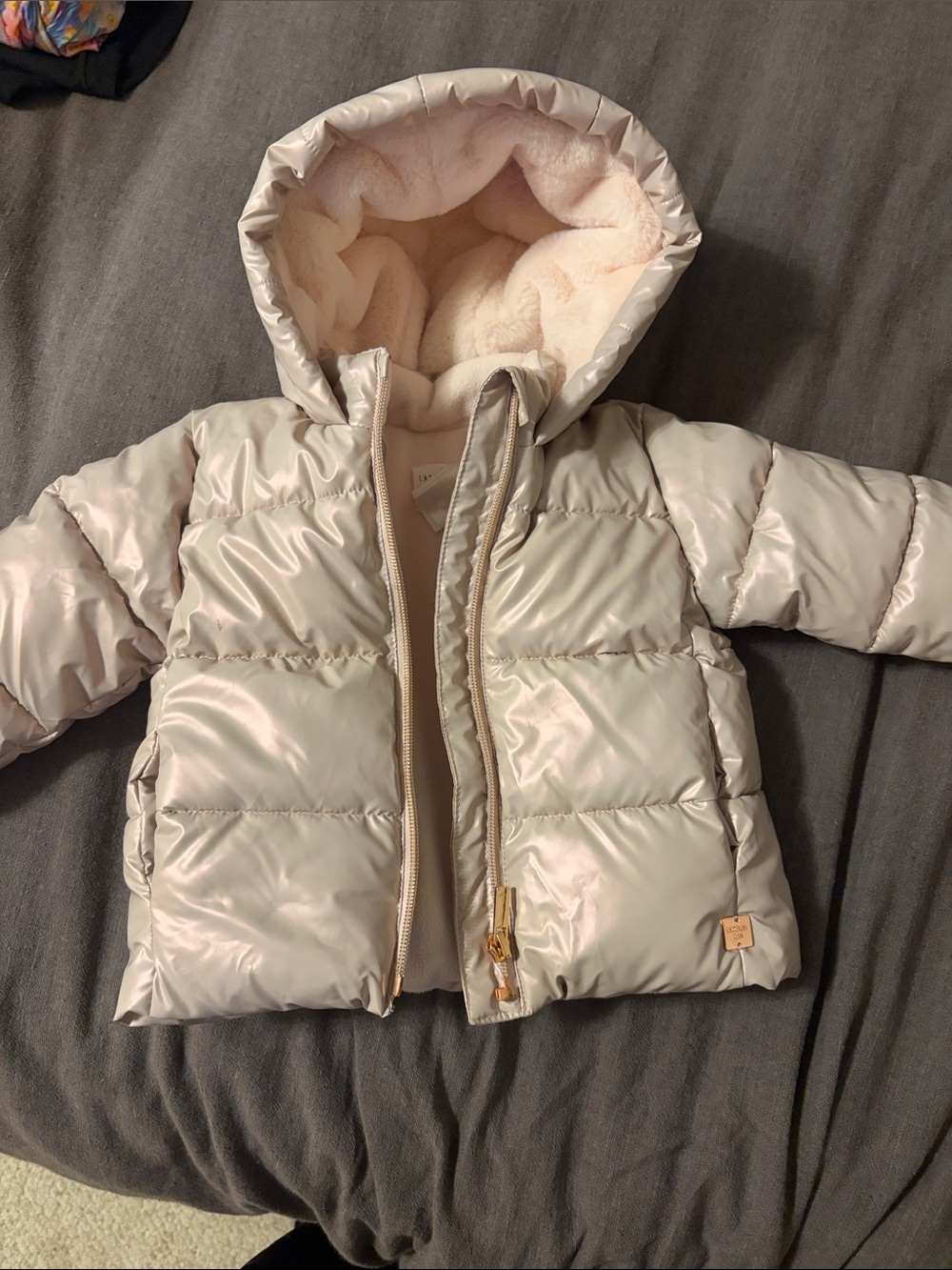 Toddler Girls' Soft Blush Puffer Coat with Plush Hood